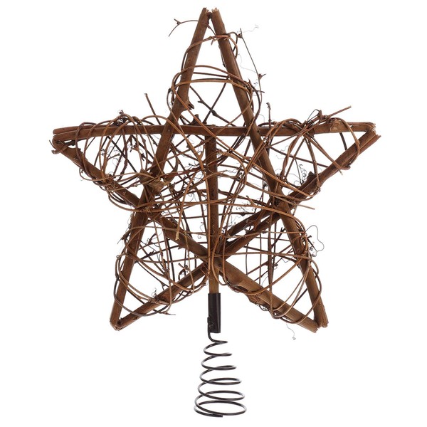 TOYANDONA Christmas Rattan Star Tree Crown with Spring Support Christmas