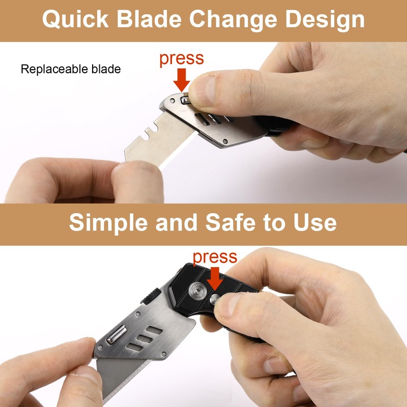 Harita Utility Knife Box Cutter with Belt Clip, Extra 5