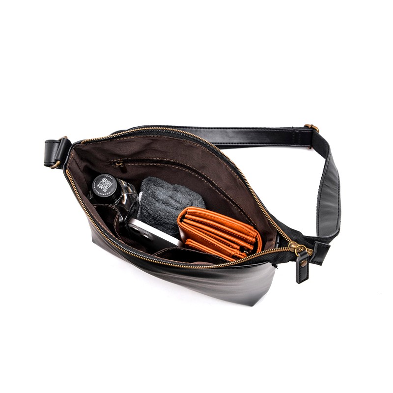 [Device] Ike Uncle Faux Leather Crossbody Shoulder Bag, Black