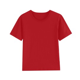 1 Pack Cotton Boys Kids Tshirt Short Sleeve Summer Tops Clothes Tee Shirts for Toddlers(Age 2-14) Red