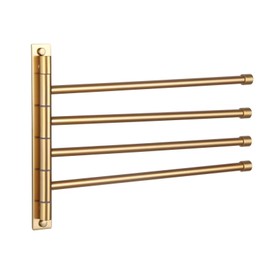 GERZWY Wall Mount Bath Towel Rack with 4 Arms Hanger Towel Holder Bathroom Swing Arm Towel Bars Organizer Stainless Steel Gold Finished HYG04-BE