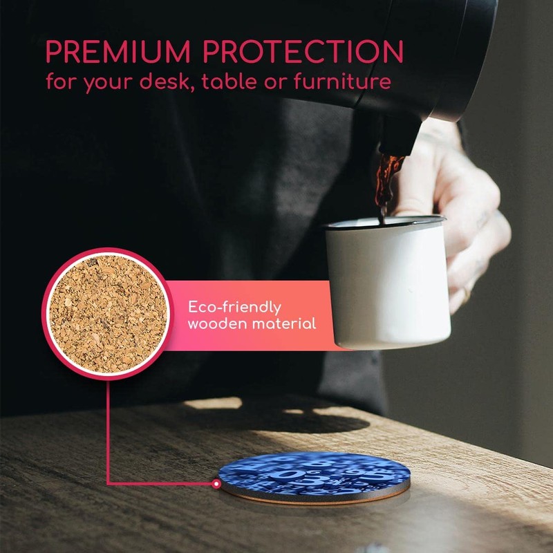 1 x Round Coaster - Blue Number Art Maths Physics