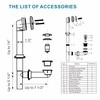 Tubular Bathtub Drain Kit 1-1/2" Brass Pipe with Brushed Nickel