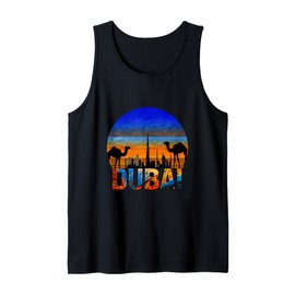 Dubai Burj Khalifa Vintage UAE Dubai Arabic Camel Souvenir Tank Top