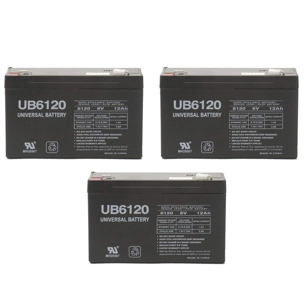 6V 12AH F2 UPS Replacement Battery Compatible with Power Patrol SLA0959, SLA 0959-3 Pack