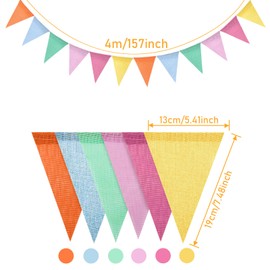 5 Stück Mehrfarbige Wimpelkette Outdoor Wetterfest,Dreieck Flaggen,Deko für Einschulung Geburtstag,Hochzeit,Kinderzimmer (Bunt)