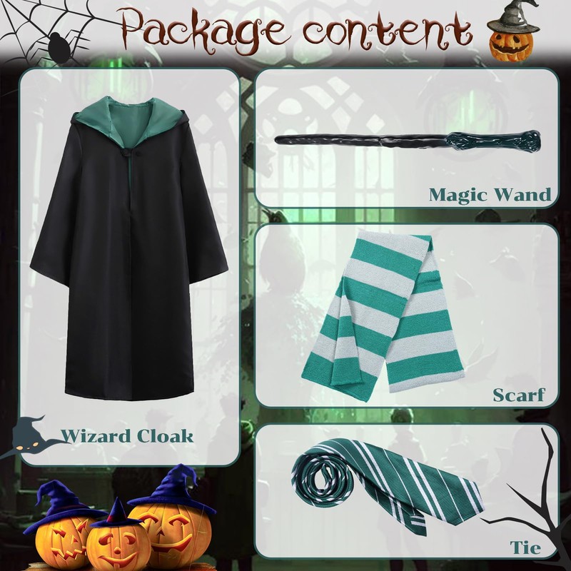 Formemory Halloween Costume, Complete Halloween Cosplay Costume, Robe, Necktie, Scarf,