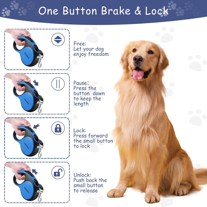 16Ft Retractable Dog Leash - for Small to Medium Dogs