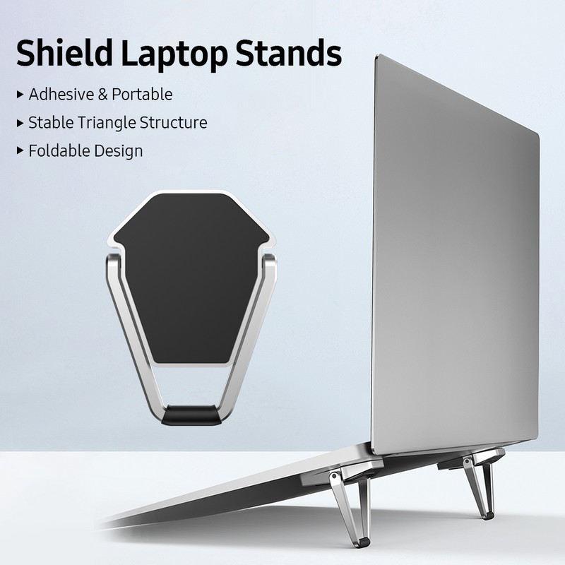Shield Laptop Stands Invisible Portable Lightweight Stands Adhesive Foldable Notebook