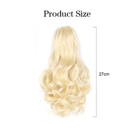 XFSRG Pferdeschwanz Haarverlängerung mit Krallenclip 27cm Lange Lockige Synthetiksträhne Natürlich aussehender Ponytail für Frauen（Gold）