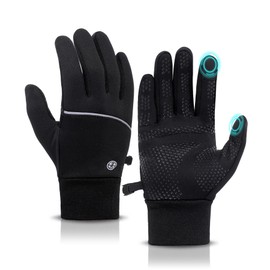 MA COWCF Winter Gloves for Men Women Waterproof Touchscreen Gloves Windproof Non-Slip Stretch for Cold Weather Warm Liner for Running Cycling Driving Hiking (Black, Large)