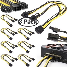 8 Pack 8 Pin PCIe Splitter to Dual 8 Pin (6+2) Graphics Card PCI Express Power Adapter, 12.5 inches VGA GPU Extension Cable for Mining Video Card