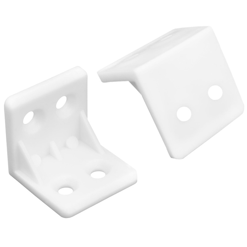 50 PCS White Plastic Corner Brackets, L Shape Right Angle