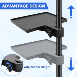 Universal Sound Card Tray, Microphone Stand Tray Mount Clamp on Rod Holders, Black Microphone Card Tray, Multi functional Live Streaming Pan (L 22X16.8CM)