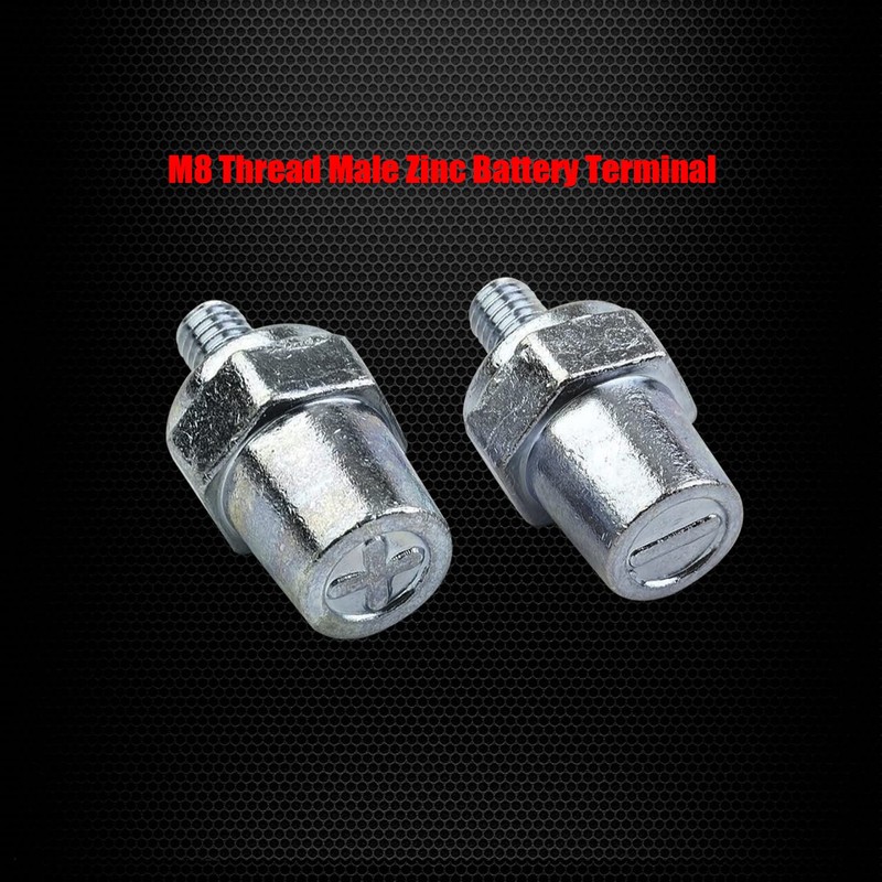 Ampper M8 Thread Male Zinc Battery Terminal Charging Posts, M8