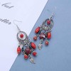 Allereya Boho Ethnic Pearl Drop Earrings Red Gemstone Chandelier Earrings