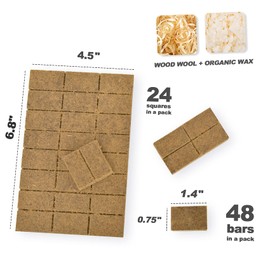 Stanbroil 48 pcs Fire Starters, Natural Charcoal Square Fire Starters Super Fast Lighting Perfect for Barbecue Grills, Smokers, Wood Stove, Campfires and Outdoor Fireplaces