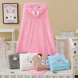 Infant Beach Robe, Baby Bathrobe, Kids Hooded Towel, Swimming Gown, Children's Beach Towel, Coral Fleece Cape Bath Towel New Closed-Eyed Baby Elephant+80*80 3ea