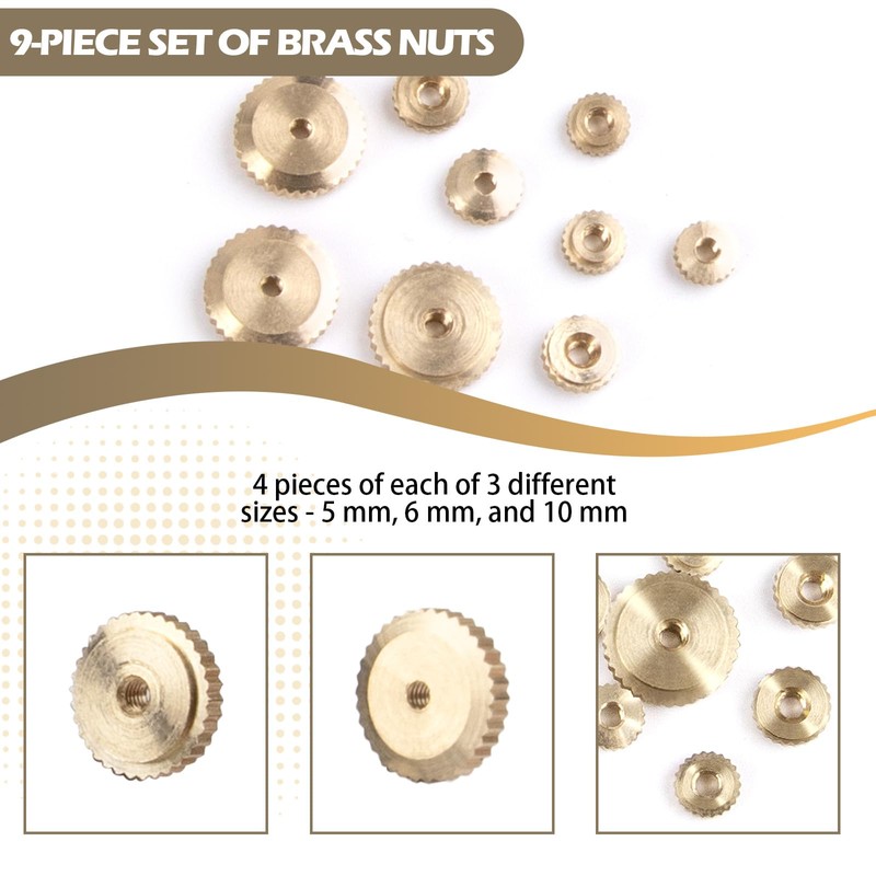 Clock Movement Brass Gear Set, 9-Piece, for Grandfather Clocks and