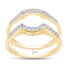 SAVEARTH DIAMONDS 1/4 ct t.w Round Cut Lab Created Moissanite Diamond Wedding Band Enhancer Guard Ring For Women In 14K Yellow Gold Over Sterling Silver(VVS1 Clarity 0.25 Cttw)-5