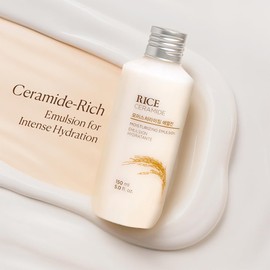 The Face Shop Rice & Ceramide - Emulsión Facial Hidratante de Arroz y Ceramidas, 150 ml - Loción ligera nutritiva para suavizar y proteger la barrera de la piel - Cuidado facial coreano