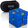 PILPOC theFube Infinity Cube Fidget Desk Toy - Aluminum Infinite Magic Cube with Case, Sturdy, Heavy, Relieve Stress and Anxiety, for ADD, ADHD, OCD (Blue)