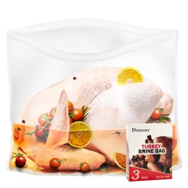 Turkey Brining Bag, 26"×22" 3 Packs Extra Large Brine Bag with 3 Strings Thickened Brining Bag Holds Up to 35 Pounds, Double Zippers Seal Brine Bags for Turkey, Chicken, Beef, Pork, Ham