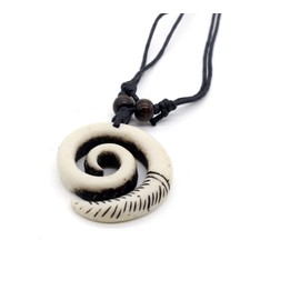 Scddboy Spiral Koru Necklace Maori Tribal Necklace for Men Women,Adjustable Black Rope Cord Necklace