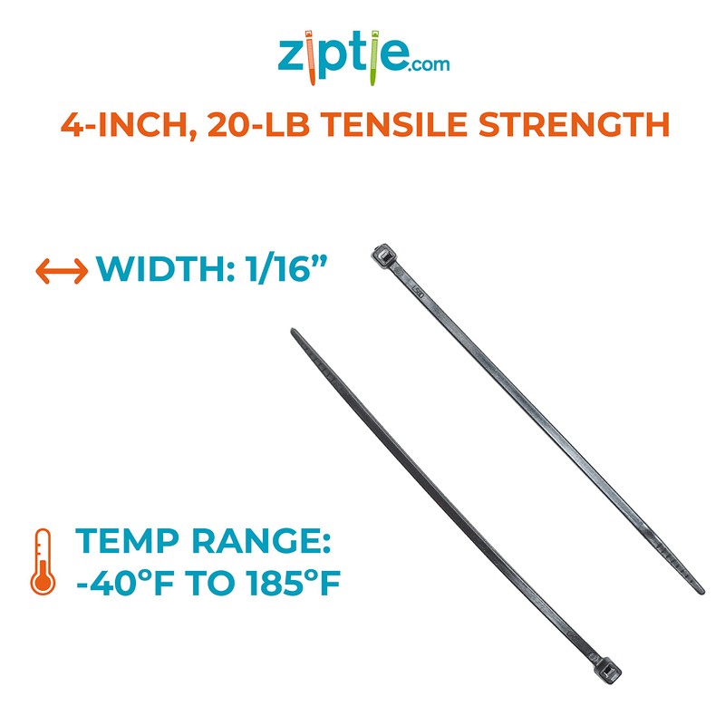 ZipTie.com 4-inch Black Fuel Hose Cable Tie, 20-lb Tensile Strength,