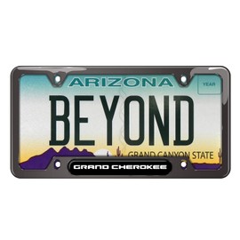 iPick Image Made for Jeep Grand Cherokee Black Insert Gunmetal Chrome Stainless Steel License Plate Frame