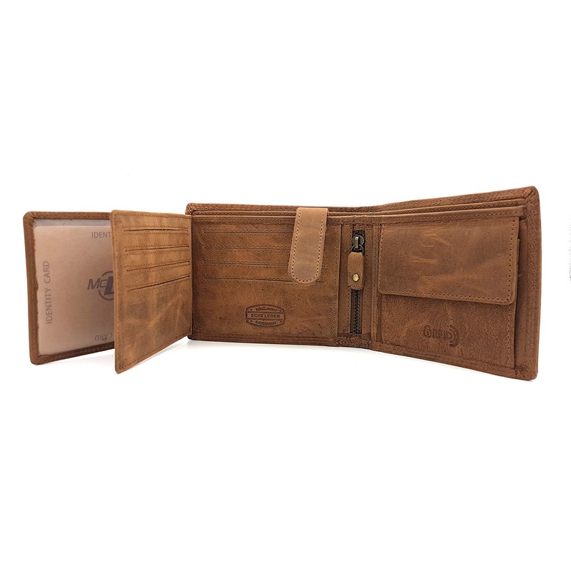 Lemasi Genuine Buffalo Full Leather Biker Wallet Skull with RFID