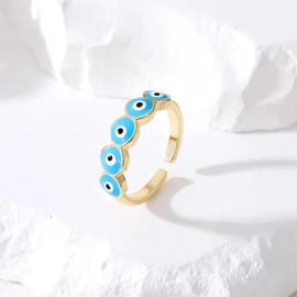 VIE Evil Eye Ring, Gold, Golden Eyes, Turquoise