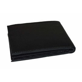Leatherboss Genuine Leather RFID Blocking Men's Bifold Wallet with a Flap and 2 ID Window, Black