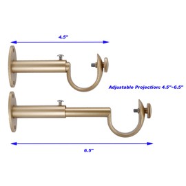 Meriville Set of 2 Gold Zinc Curtain Drapery Rod Bracket for 1 1/4" Rod, Adjustable