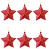 6 PCS Red Star Hanging Baubles Ornaments, 3D Glitter Star
