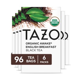 TAZO Organic Awake English Breakfast Black Tea Bags, 96 Total Tea Bags (16ct - Pack of 6)