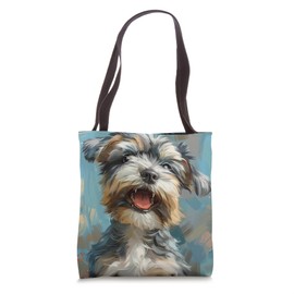 Miniature Schnauzer Puppy Laughing Graphic Tote Bag