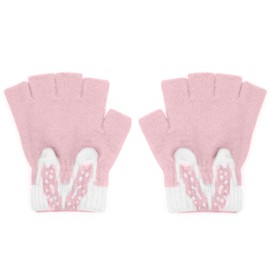 ALLY-MAGIC Kids Fingerless Gloves Convertible Flip Top Gloves Winter Warm Knit Half Finger Mitten for Kids Boy Girls 5-10 Years Y9TEDBZST (Pink)