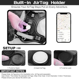 Dog Harness No-Pull for Large Dogs Vest Harness with Handle Airtag Holder, Tactical Service Pet Reflective Vest for Medium Large Breeds, Freedom Easy Walk Dog Harness with Front Clip,Black,M