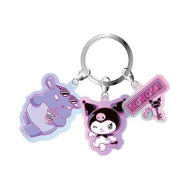 Tees Factory SR-5541926KB 3 Charm Keychain for Girls, Black & Baku H 5.1 x W 3.3 inches (13 x 8.5 cm)