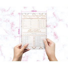 Nail Care Client Cards GDPR Large A5 Size - Salon and Therapist Customer Consultation Record Paper - Agenda Essentials - Profile Recording Forms Data Protection Pack of (50)