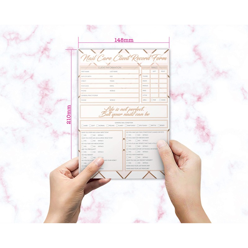 Nail Care Client Cards GDPR Large A5 Size - Salon