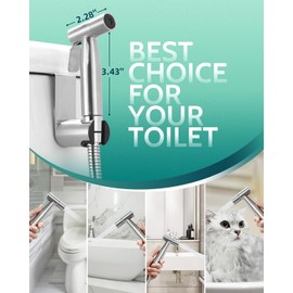 Handheld Toilet Bidet Sprayer for Toilet-Adjustable Water Pressure Control with Bidet Hose for Feminine Wash, Stainless Steel Brushed Nickel Cloth Diaper for Baby Wash (Stainless Steel, 2 Pack)
