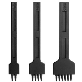 Treki 3Pcs Leather Prong Punch Set Lacing Stitching Punches 2+4+6 Prong Tooth, 4mm Leather Row Round Hole Tooth Punching Tool for Leathercraft DIY Punching Hole (Black)