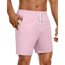 Pioneer Camp - Pantalones cortos de algodón para hombre, 5 pulgadas de entrepierna, atlético, gimnasio, entrenamiento, casual, pantalones cortos de algodón para correr, pijama, descanso, Rosado