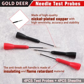 GOLD DEER Needle Test Probe Tester Lead Tester Probe Test Probe Multimeter Test Probe Multimeter Probe 2pcs Flexible Test Probe Tip 2mm Extra Fine Test Lead Wire Piercing Probe Extension Needle 34.5mm