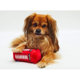 PetLondon British Red Telephone Box Plush Dog and Puppy Toy 6" With Squeaker, Cute Fun London Landmark Telebone UK Dog Interactive Toy