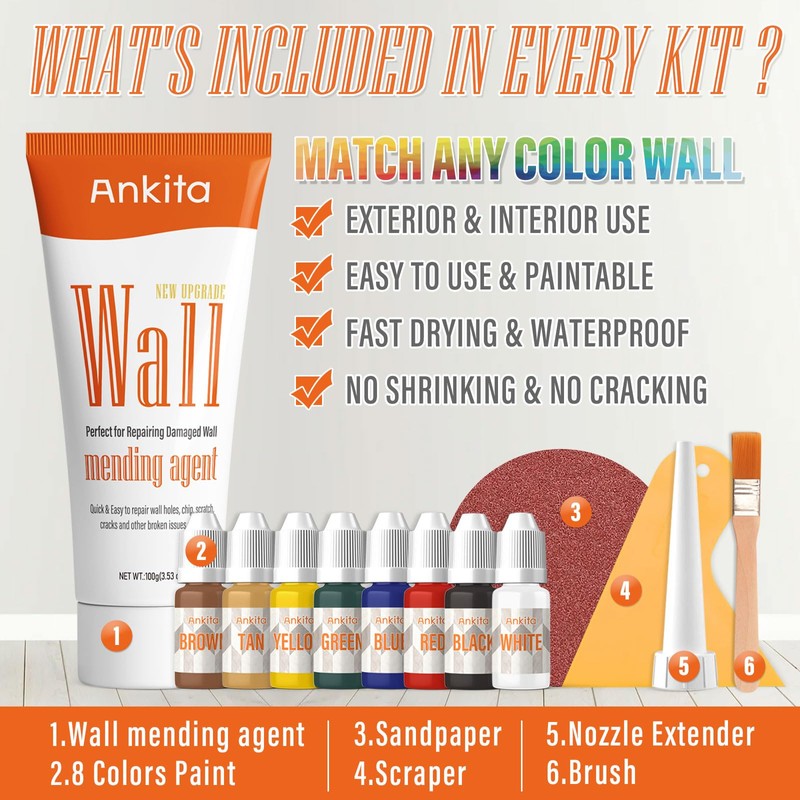 Spackle Wall Repair Kit(Color Match), Drywall Repair Filler for Wall