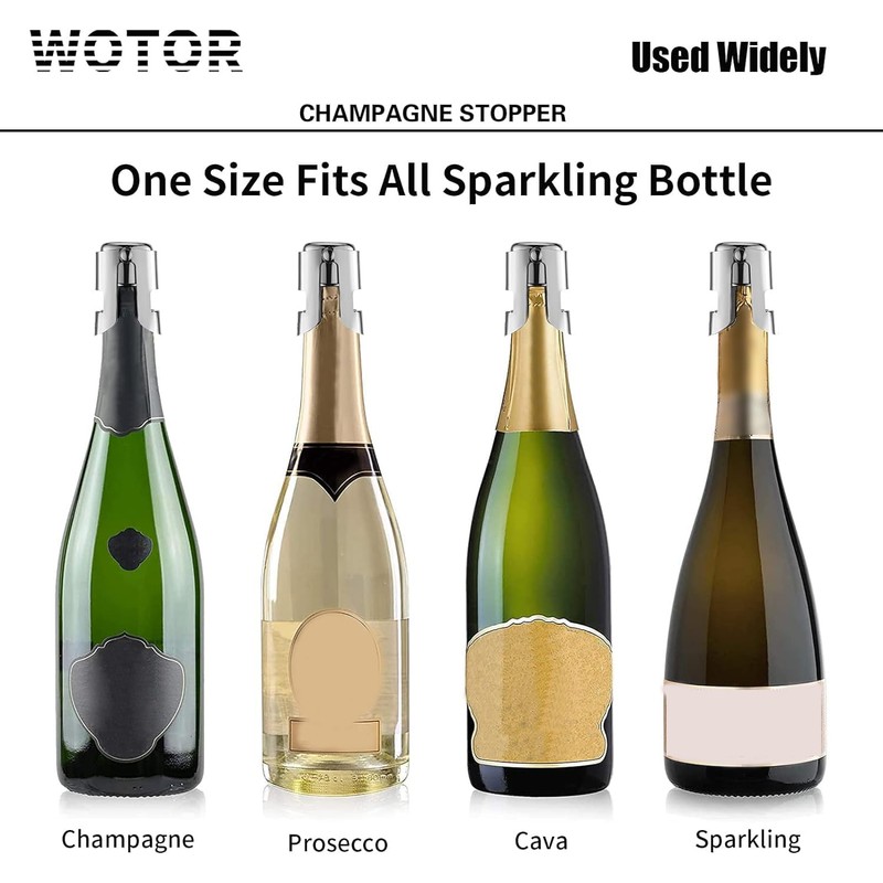 WOTOR Champagne Stoppers Stainless Steel, Prosecco Bottle Stopper with Food
