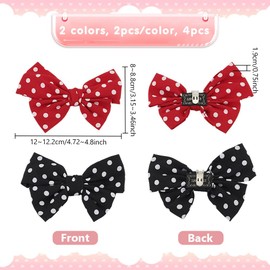 PH PandaHall 4pcs Decorative Shoe Clips, 2 Colours Bow Shoe Clips Dots Shoes Buckles Bowknot Shoe Buckle Clip Removable Shoe Charms for Women Heels Flats Pumps Party Accessory 12 cm Wide, Polyester,